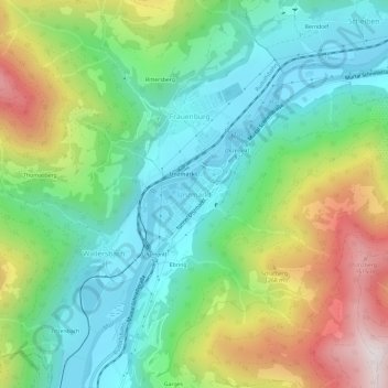 Unzmarkt topographic map, elevation, terrain