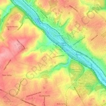 Belmont Hills topographic map, elevation, terrain