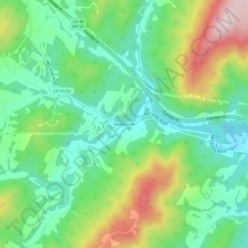 Needmore topographic map, elevation, terrain