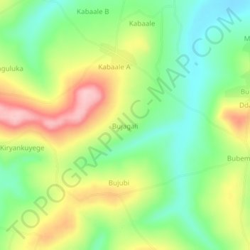 Bujagali topographic map, elevation, terrain