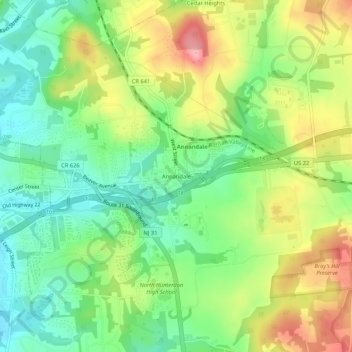 Annandale topographic map, elevation, terrain