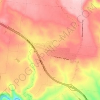 Myrniong topographic map, elevation, terrain