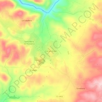 Campo Alegre topographic map, elevation, terrain
