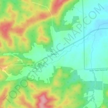 Banner topographic map, elevation, terrain
