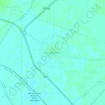 Bahuakbarpur topographic map, elevation, terrain