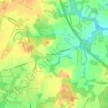 Burlington Heights topographic map, elevation, terrain