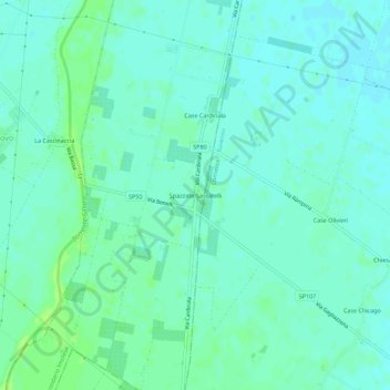 Spazzate-Sassatelli topographic map, elevation, terrain