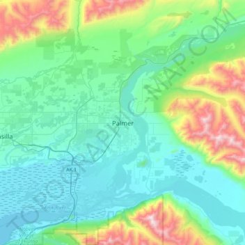 Palmer topographic map, elevation, terrain