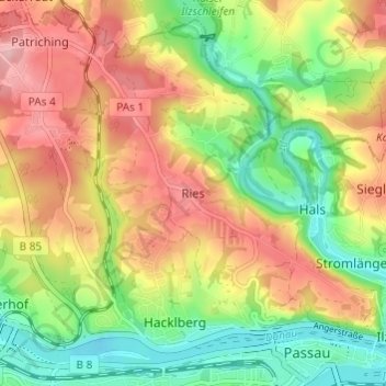 Ries topographic map, elevation, terrain
