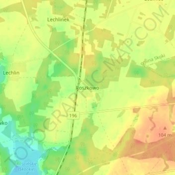 Roszkowo topographic map, elevation, terrain