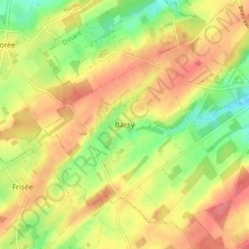 Barsy topographic map, elevation, terrain