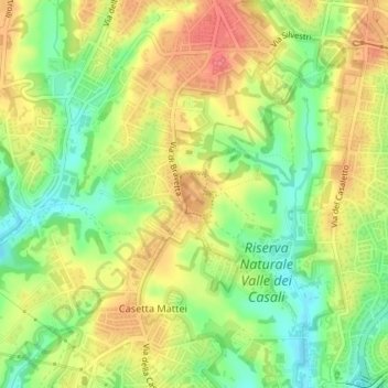 Forte Bravetta topographic map, elevation, terrain
