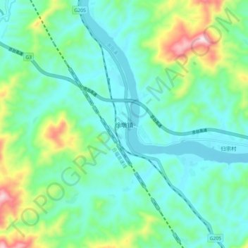 Xudun topographic map, elevation, terrain