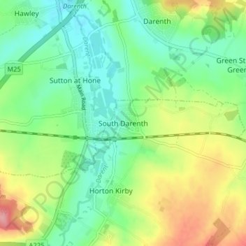 South Darenth topographic map, elevation, terrain