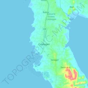 Calatagan topographic map, elevation, terrain