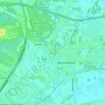 Walderdonk topographic map, elevation, terrain