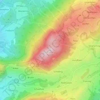 Dandlberg topographic map, elevation, terrain