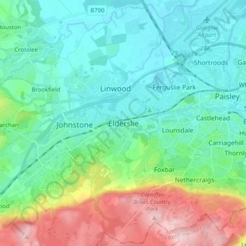 Elderslie topographic map, elevation, terrain