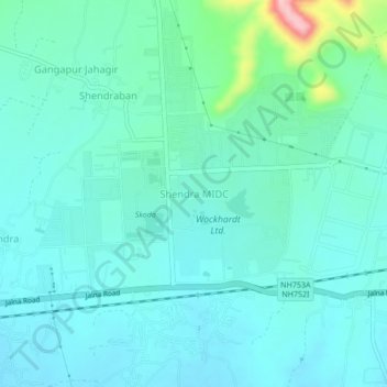 Shendra MIDC topographic map, elevation, terrain