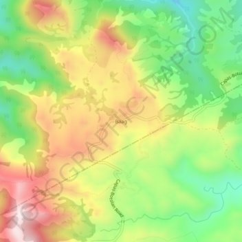 Baag topographic map, elevation, terrain