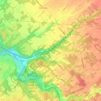 Hills topographic map, elevation, terrain