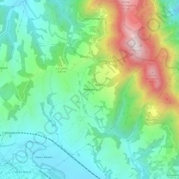 Moscano topographic map, elevation, terrain