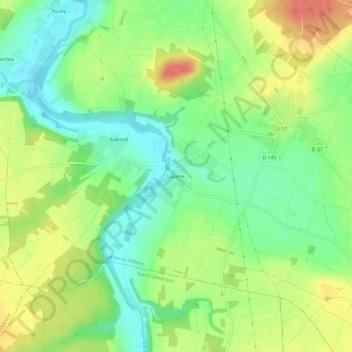 Ligaine topographic map, elevation, terrain