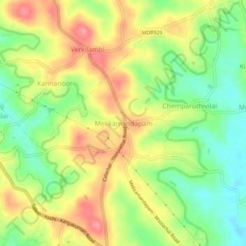 Mekkamandapam topographic map, elevation, terrain