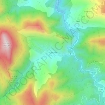 Les Gleizolles topographic map, elevation, terrain