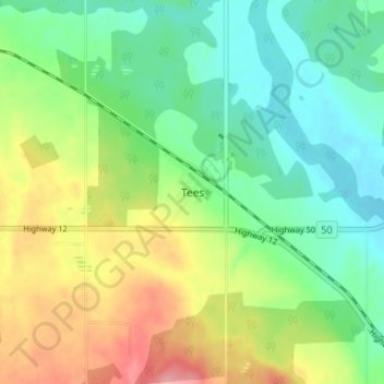 Tees topographic map, elevation, terrain