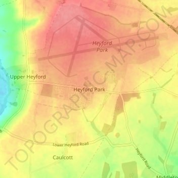 Heyford Park topographic map, elevation, terrain
