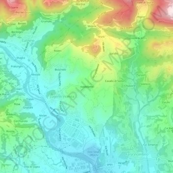 Valdellette topographic map, elevation, terrain