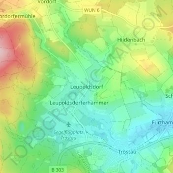 Leupoldsdorf topographic map, elevation, terrain