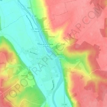 Le Trait topographic map, elevation, terrain