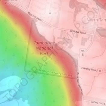 Witches Falls topographic map, elevation, terrain