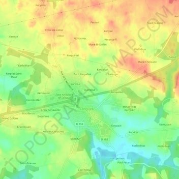 Quénécal topographic map, elevation, terrain