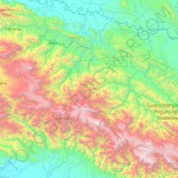 Distrik Nipsan topographic map, elevation, terrain
