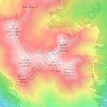 Quota topographic map, elevation, terrain