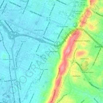 Fort Cheatham topographic map, elevation, terrain