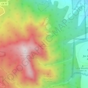 The Flatirons topographic map, elevation, terrain