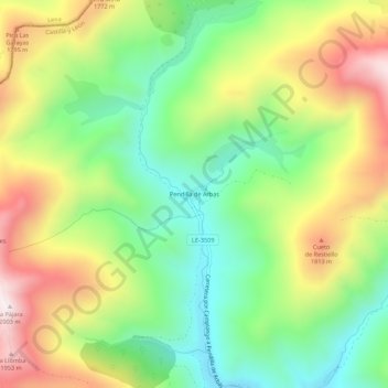 Pendilla de Arbas topographic map, elevation, terrain