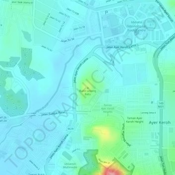 Bukit Lesong Batu topographic map, elevation, terrain