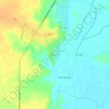 Becará topographic map, elevation, terrain