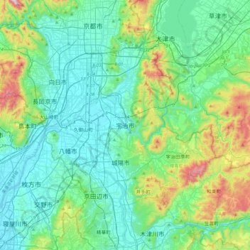 Uji topographic map, elevation, terrain
