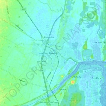 Kaiapoi topographic map, elevation, terrain