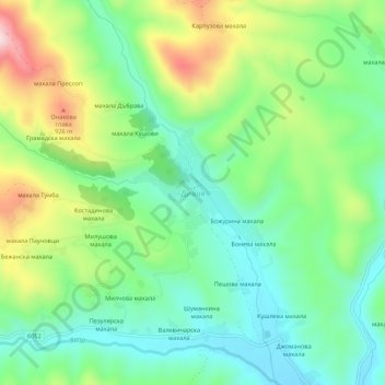 Divlia topographic map, elevation, terrain