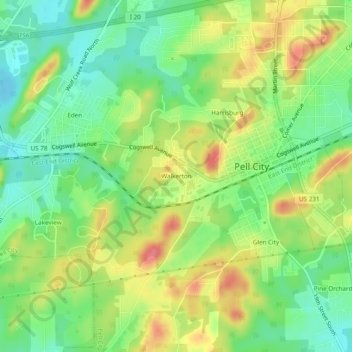 Walkerton topographic map, elevation, terrain