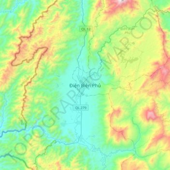 Dien Bien Phu topographic map, elevation, terrain