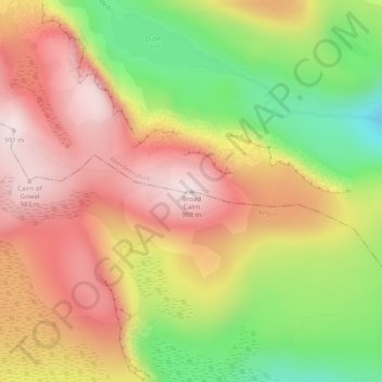 Broad Cairn topographic map, elevation, terrain