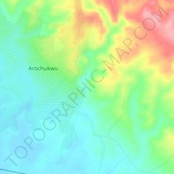 Arochukwu topographic map, elevation, terrain